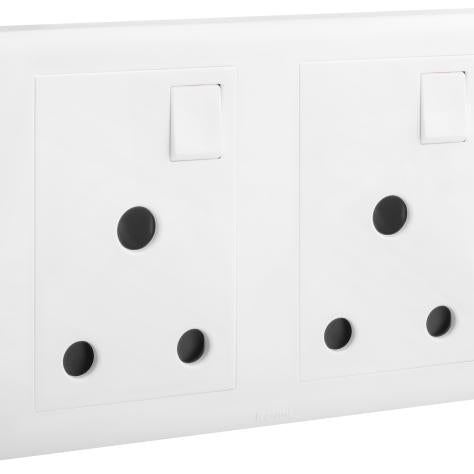 Legrand ELOÉ 2-Gang British Socket 15A Single Pole Switched