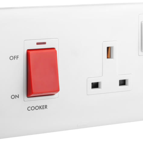 Legrand ELOÉ 2-Gang Cooker Unit 45A DP Switch + 13A Socket + Neon