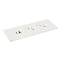 Legrand Incara Disq'In 3-Stations: 2P+E Sockets, White USB Type-A+Type-C Charger, Plate Required