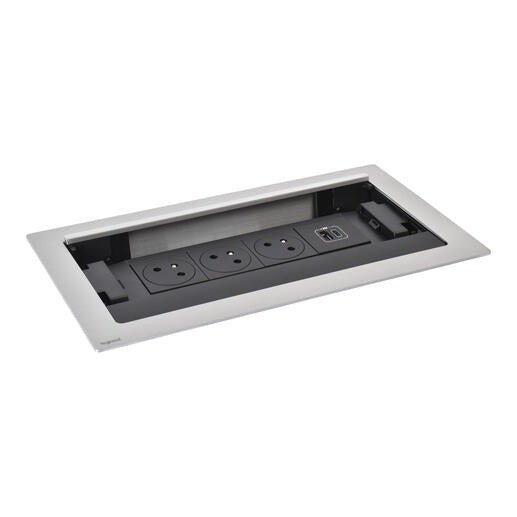 Legrand Incara Flip-Up 2P+E Surface Socket, 15W USB Type-A+Type-C Charger, 8 Metal Modules