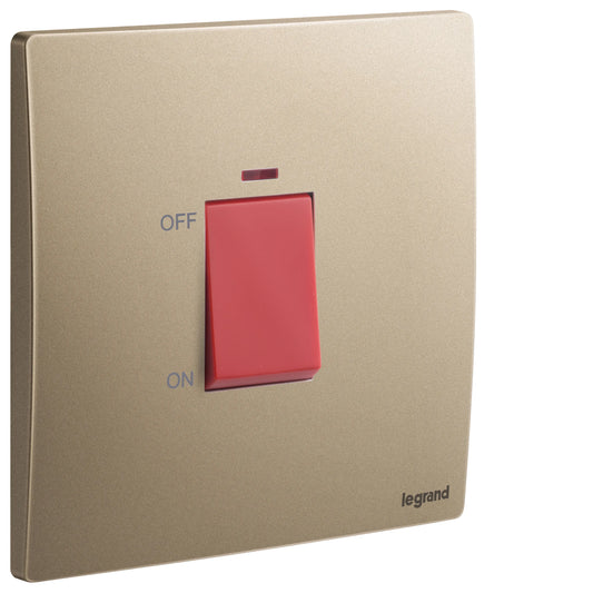 Legrand Mallia Senses Double Pole Switch 45A with Red Led Indicator