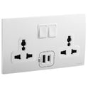 Legrand Mallia Senses Multistandard Switched Socket + USB Type-A + Type-C 2 Gang