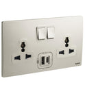 Legrand Mallia Senses Multistandard Switched Socket + USB Type-A + Type-C 2 Gang