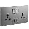 Legrand Mallia Senses Multistandard Switched Socket + USB Type-A + Type-C 2 Gang