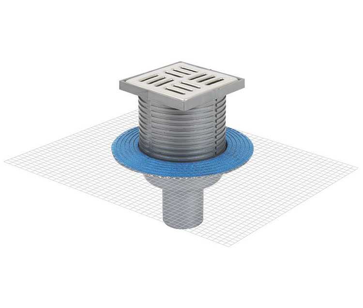 Sukar Line-10 Adjustable Drain Set 10x10cm Ø70mm - Plastic Frame (Bottom Outlet - Line Grate)