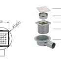 Sukar Line-15 Adjustable Drain Set 10x10cm Ø50mm - Plastic Frame (Side Outlet - Line Grate)