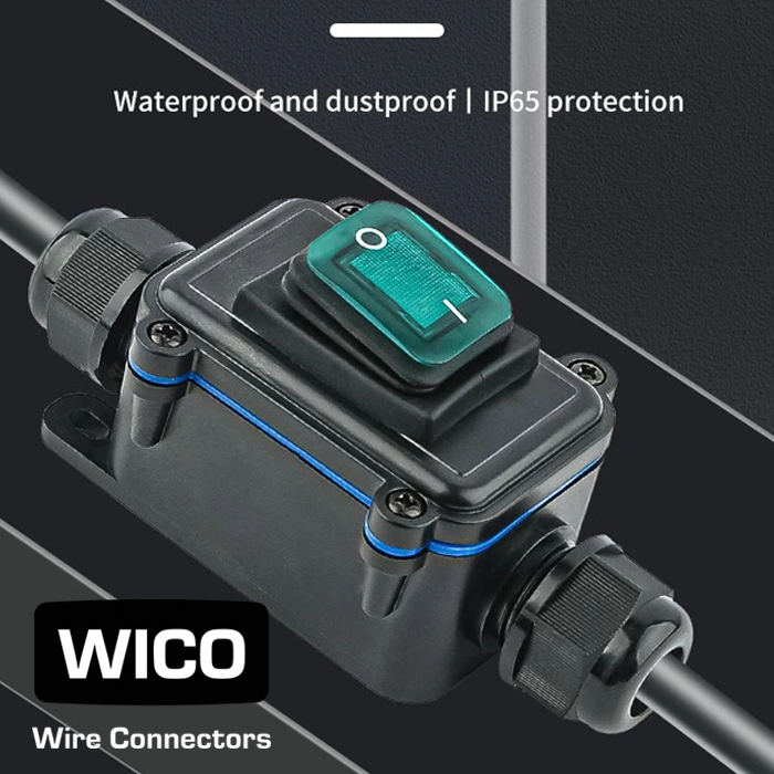 WICO Button Switch Waterproof Box – IP65, Double Cable Hole