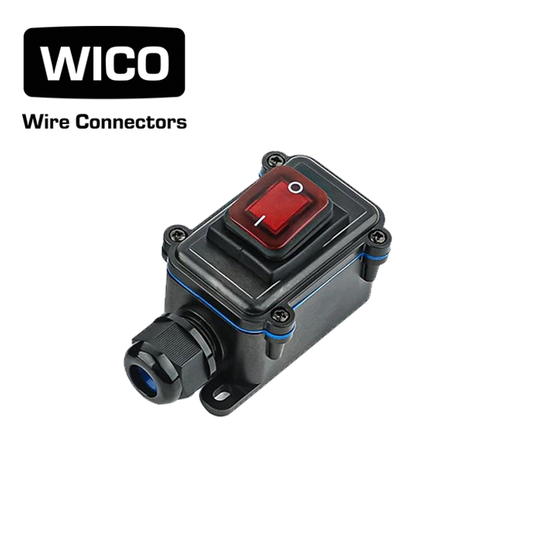 WICO Button Switch Waterproof Box – IP65, Single Cable Hole