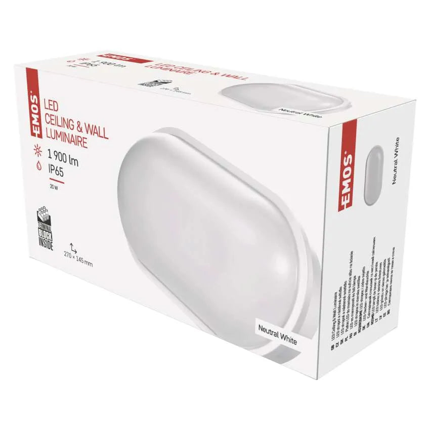 Legrand Emos Ceiling Lamp Qari Oval 20W IP65 - Natural White (4000K)
