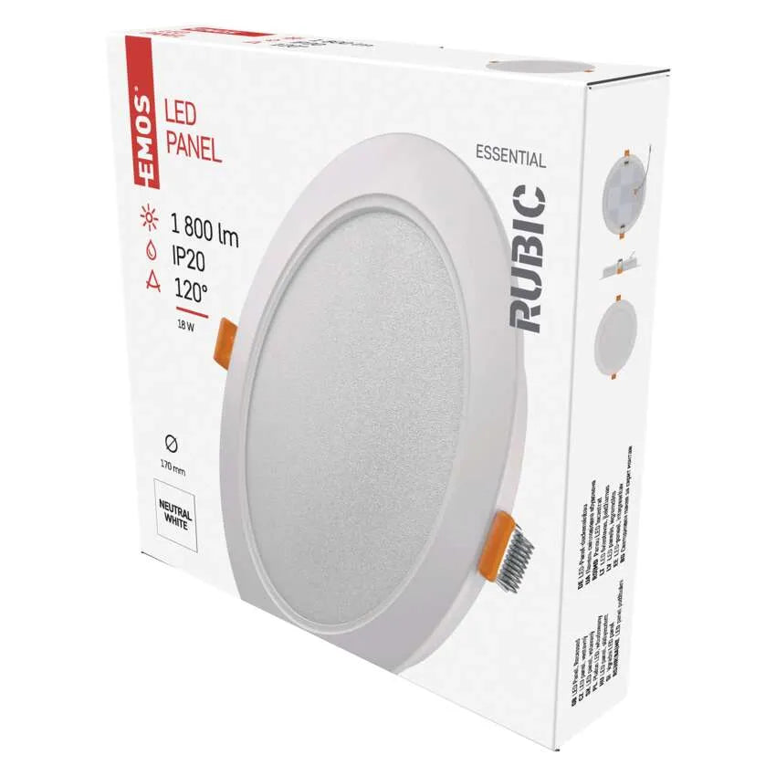 Legrand Emos White Led Panel Rubic Recessed 18W IP20 - Natural White (4000K)