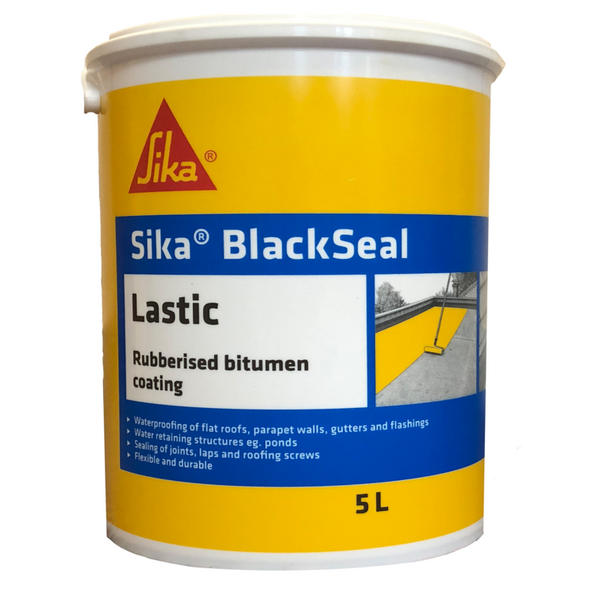Sika BlackSeal® Lastic 5 L (Rubberised bituminous waterproofing coating for roofing/basement)