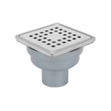 Sukar Standard Drain 10x10cm Ø50mm - Stainless Steel Frame (Bottom Outlet - Square Grate)