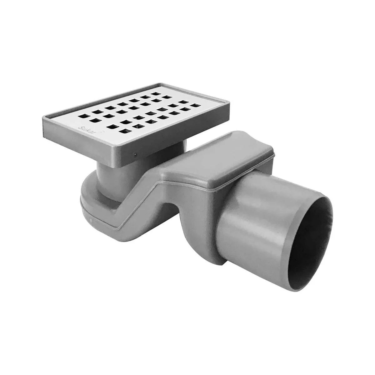Sukar Shower Drain 6x10cm Ø50& - Plastic Frame (Square Grate)