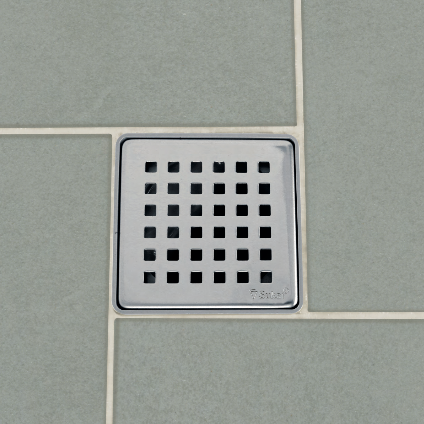 Sukar Stainless Steel Framed Square Drain - 10 x 10 cm