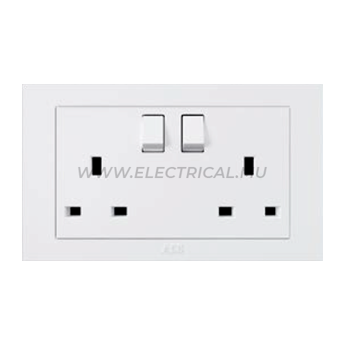 ABB Kalo Switch Socket Outlet 2G 13A Neon White