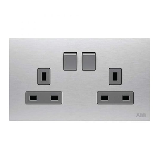 ABB Millenium Stainless Steel Double Switch Socket (2G 13A)