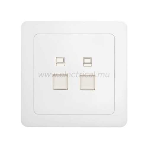 Hager Inspire Double Data Socket RJ45 White