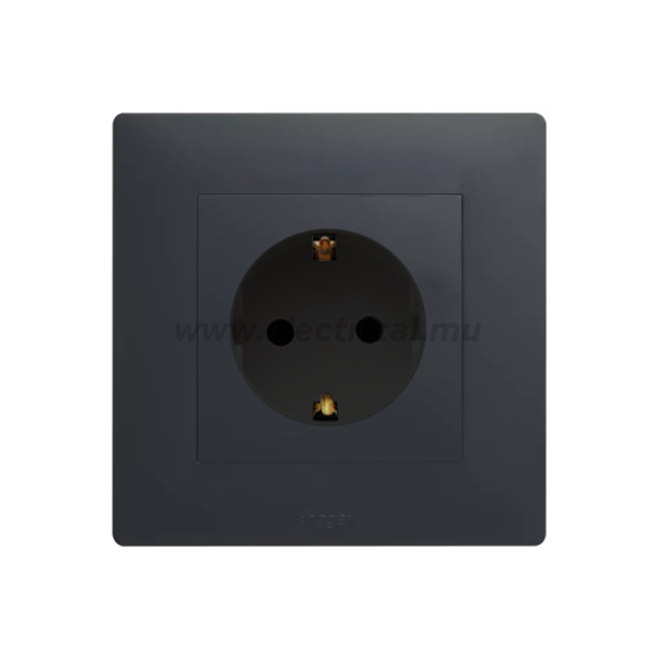 Hager Muse German Socket 16A (Single - Knight Black)