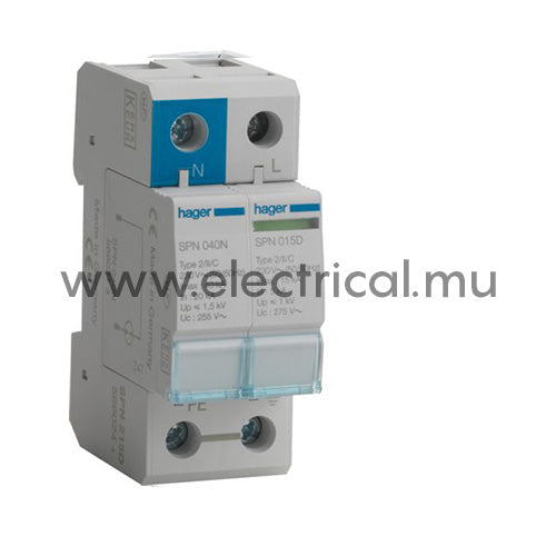 Hager Surge Protectors (SPD) 2P - 15kA