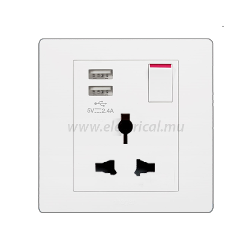 Hager Muse Multistandard Socket 16A + USB (Single)