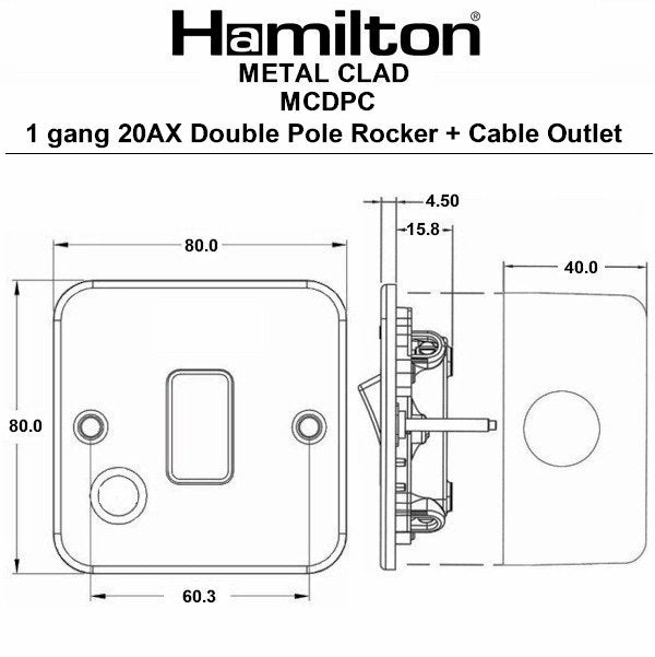 Hamilton Metalclad Double Pole Switch