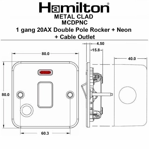 Hamilton Metalclad Double Pole Switch