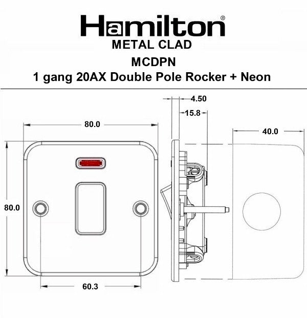 Hamilton Metalclad Double Pole Switch