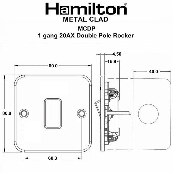 Hamilton Metalclad Double Pole Switch