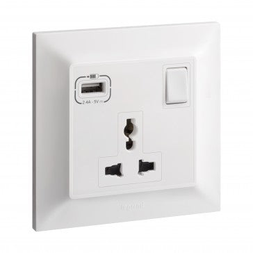 Legrand Belanko S Multistandard Socket with USB Type A (1 Gang)