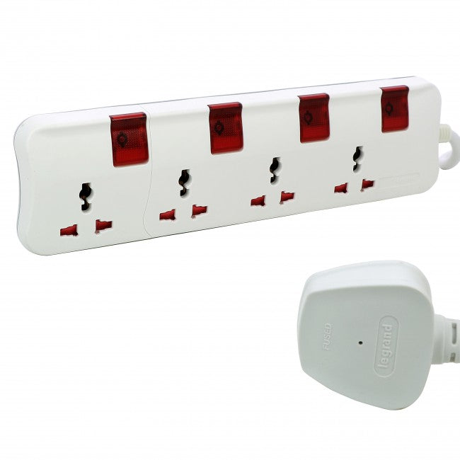Legrand Multi-Standard Multi-Outlet Extensions 4 x 2P+E (Choose from 3m to 5m)