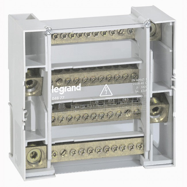 Legrand Monobloc modular distribution block - 4P - 250 A - 12 connections