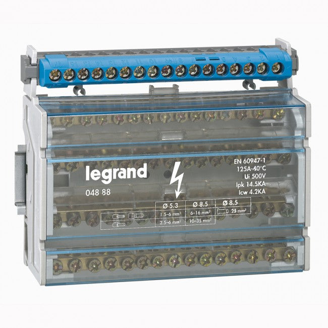 Legrand Monobloc Modular Distribution block - 4P - 125 A - 15 connections