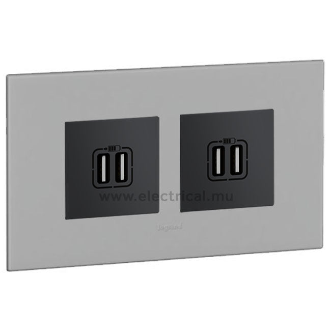 Legrand Arteor Double USB Sockets 5V - Single or Double (with support frame and plate)