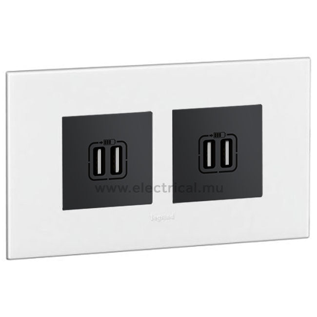 Legrand Arteor Double USB Sockets 5V - Single or Double (with support frame and plate)