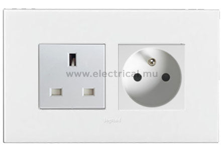 Legrand Arteor Combined Sockets - EN 13A & FR 16A (with support frame and plate)