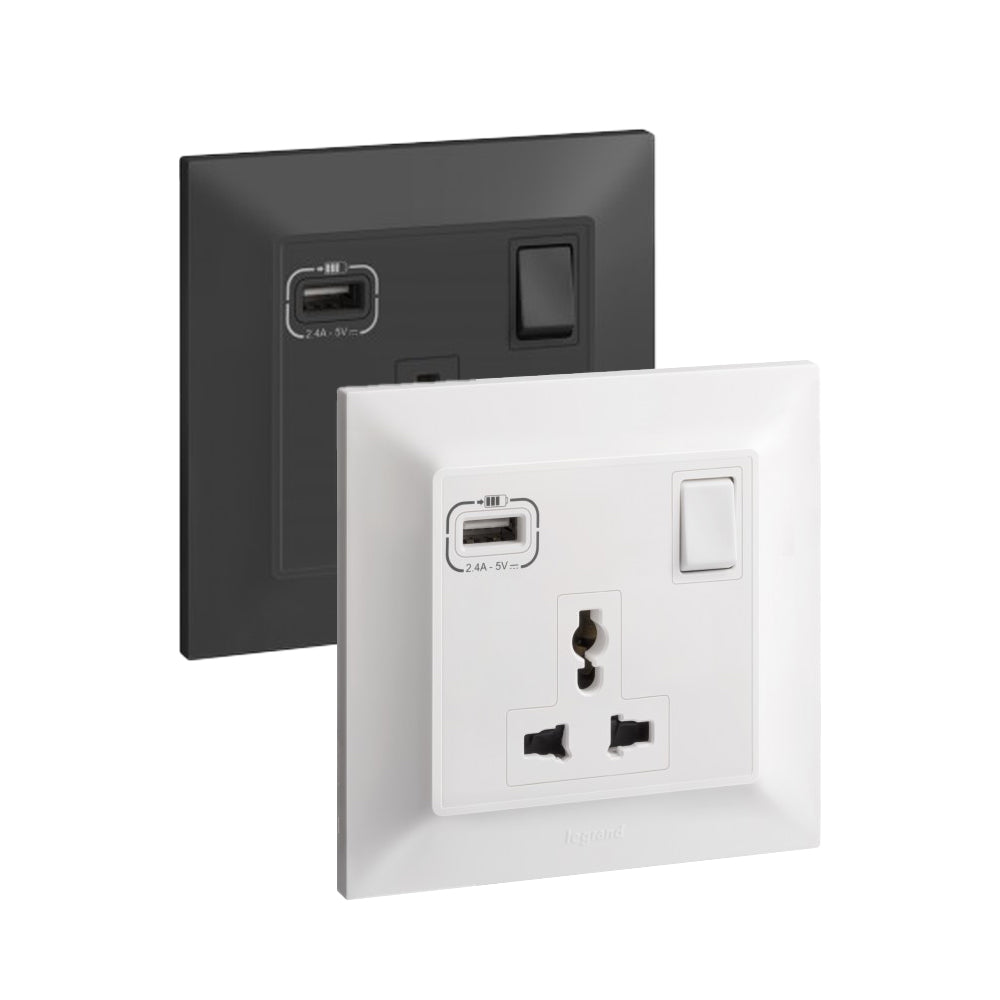 Legrand Belanko S Multistandard Socket with USB Type A (1 Gang)