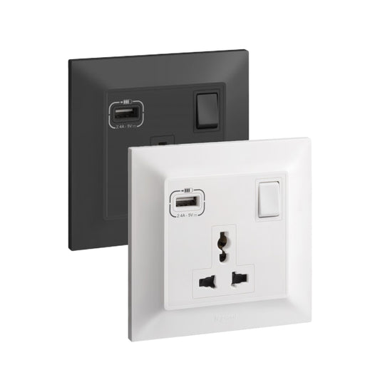 Legrand Belanko S Multistandard Socket with USB Type A (1 Gang)