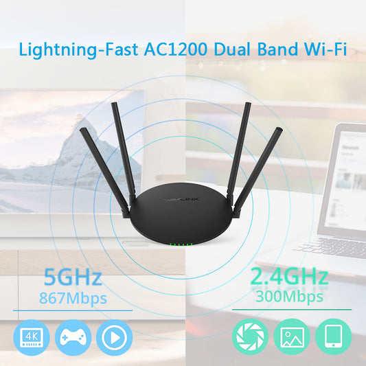 Wavlink Quantum D4H – AC1200 Wireless Dual-band High Power Smart Wi-Fi Router