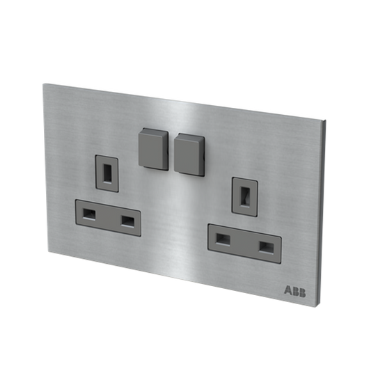 ABB Millenium Stainless Steel Double Switch Socket (2G 13A)