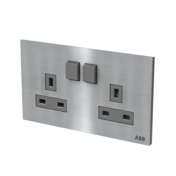 ABB Millenium Stainless Steel Double Switch Socket (2G 13A)