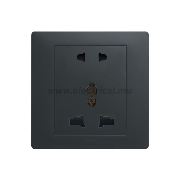 Hager Muse 5-Pin Socket (2-pin + 3-pin Universal) - Knight black