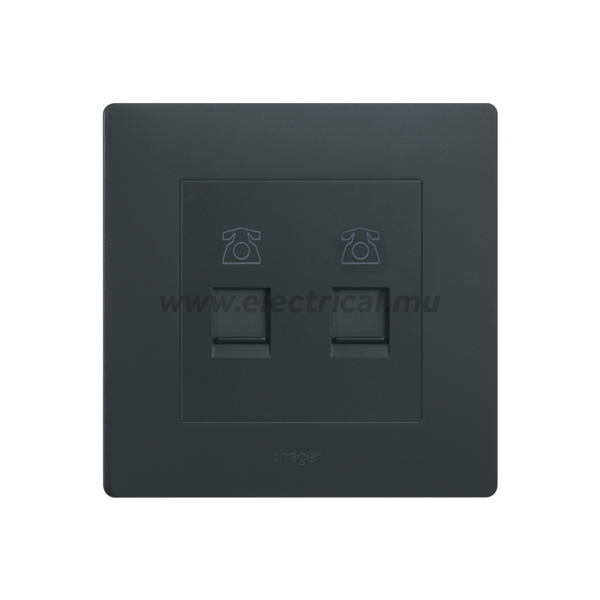 Hager Muse Telephone Socket RJ11 (Double - Knight Black)