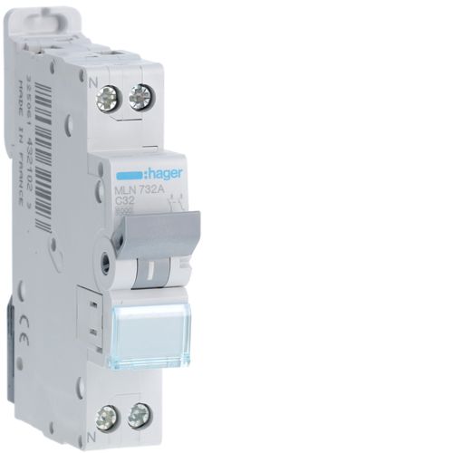 Hager Circuit Breaker / Disjoncteur (C Curve) 1P+N - 32A