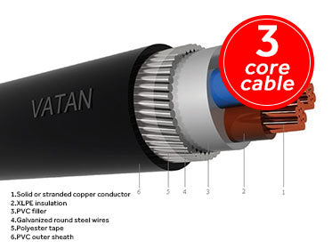 Vatan Kablo Armoured Cable - 3 core x 4mm (per metre)